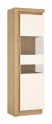 TEMPO KONDELA Vitrines szekrény LYOV03P, tölgy riviera/fehér extra magasfényű, LEONARDO - mindigbutor