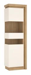TEMPO KONDELA Vitrines szekrény LYOV03L, tölgy riviera/fehér extra magasfényű, LEONARDO - mindigbutor