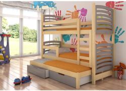 ADRK Háromszemélyes emeletes ágy matracokkal SORIA, Fenyő, Szürke - mindigbutor