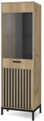 Halmar LAMINO W-1 vitrin, craft tölgy / fekete - mindigbutor