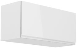 TEMPO KONDELA Felsőszekrény, fehér/fehér extra magasfényű, AURORA G80K - smartbutor