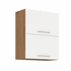 TEMPO KONDELA Felső szekrény, lancelot tölgy / fehér extra magas fényű HG, VEGA 60 GU-72 2F - smartbutor