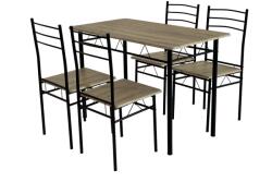 TEMPO KONDELA Étkezőgarnitúra 1+4, sonoma tölgy/fekete, MAKO - mindigbutor