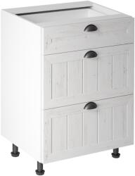 TEMPO KONDELA Alsószekrény három fiókkal D60S3, fehér/sosna andersen, PROVANCE - mindigbutor