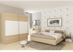 TEMPO KONDELA Hálószoba garnitúra (ágy 160x200 cm), tölgy sonoma/fehér, GABRIELA NEW - smartbutor