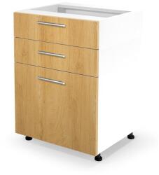 Halmar VENTO D3S-60/82 fiókos alsó szekrény, szín: méz tölgy/fehér