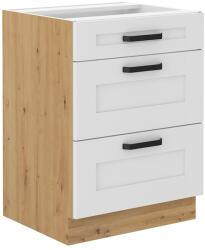 TEMPO KONDELA Alsó szekrény, fehér/artisan tölgy, LULA 60 D 3S BB - mindigbutor