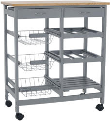 TEMPO KONDELA Tálalókocsi, szürke/természetes, BARABE - smartbutor