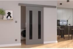 ADRK Fali tolóajtó HERS 76, Szürke, Fekete Lacobel - mindigbutor