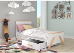 ADRK Ágy matraccal KORAL 180x80, Fehér, Természetes Bükk - mindigbutor