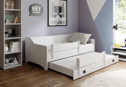 ADRK Kétszemélyes ágy NAOMI II 160x80 matracokkal, Fehér, Grafitszürke - smartbutor