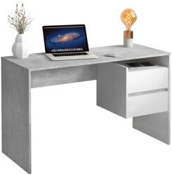 TEMPO KONDELA Számítógépasztal, beton/fehér, TULIO NEW - smartbutor