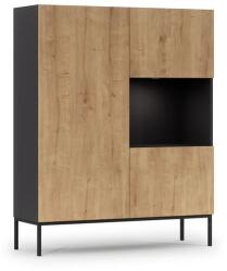 ELTAP Lanzzi 120-as vitrin, fekete matt, kézműves tölgy vitrin, fekete