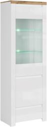 TEMPO KONDELA Vitrin 1D1W1S, fényes fehér/wotan tölgy, VILGO - mindigbutor