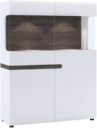 TEMPO KONDELA Vitrin, fehér extra magas fényű HG/trufla sonoma tölgy, LYNATET 33 - mindigbutor