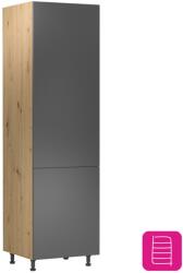 TEMPO KONDELA Élelmiszer szekrény polcokkal, artisan tölgy/szürke matt, univerzális, LANGEN D60R - mindigbutor
