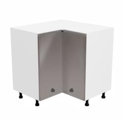 TEMPO KONDELA Alsó sarokszekrény, fehér/szürke extra magasfényű, AURORA D90N - mindigbutor