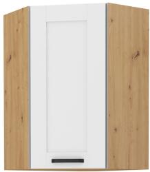 TEMPO KONDELA Felső szekrény sarokba, fehér/artisan tölgy, LULA 58x58 GN-90 1F