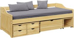 TEMPO KONDELA Ágy tárolóhellyel, természetes, tömörfa, 90x200, MAXI NEW - mindigbutor