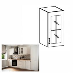 TEMPO KONDELA Felsőszekrény G40S üveggel, jobbos, fehér/sosna Andersen, SICILIA - mindigbutor