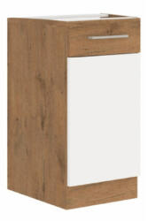 TEMPO KONDELA Alsó szekrény, lancelot tölgy/ fehér extra magas fényű HG, VEGA D40 1F BB - smartbutor