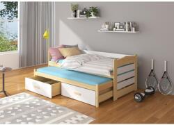 ADRK Ágykeret dupla TIARRO 180x80, Természetes fenyő, Fehér - mindigbutor