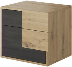TEMPO KONDELA Éjjeliszekrény, fekete norvég fenyő/artisan tölgy, BAFRA - mindigbutor