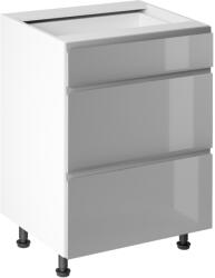 TEMPO KONDELA Alsószekrény, fehér/szürke extra magasfényű HG, AURORA D60S3 - smartbutor