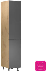 TEMPO KONDELA Élelmiszer szekrény polcokkal, artisan tölgy/ szürke matt, univerzális, LANGEN D40SP - smartbutor