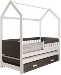 ADRK Jaspis házikó ágy matraccal, Fehér, Antracit - mindigbutor - 255 633 Ft