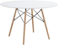 TEMPO KONDELA Étkezőasztal, fehér/matt/bükk, átmérő 120 cm, DEMIN NEW - mindigbutor