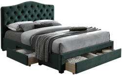 TEMPO KONDELA Ágy+ágyrács, smaragdzöld bársonyszövet, 180x200, KESADA