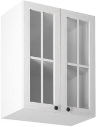 TEMPO KONDELA Kétajtós felsőszekrény üveggel G60S, fehér/sosna andersen, PROVANCE - mindigbutor