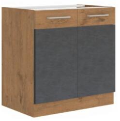 TEMPO KONDELA Alsószekrény, szürke matt/tölgy lancelot, VEGA 80 ZL 2F BB - mindigbutor - 41 325 Ft