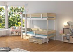 ADRK Emeletes két személyes ágy ETIONA 180x80, Fehér, Sonoma - mindigbutor