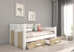 ADRK Parterowa ágy matraccal BIBI 180x80, Fehér, Sonoma - smartbutor