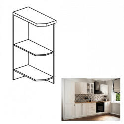 TEMPO KONDELA Alsószekrény D25PZ, balos, fehér, SICILIA - smartbutor