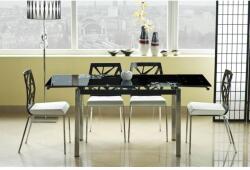 WIPMEB GD 017 bővíthető asztal /Fekete üveglap virágmintával - mindigbutor