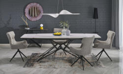 Halmar ALFREDO bővíthető étkezőasztal, téglalap alakú, szín: fehér márvány/fekete - smartbutor