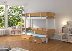 ADRK Kétágyas emeletes ágy matraccal ETIONA 180x80, Fehér, Artisan - smartbutor