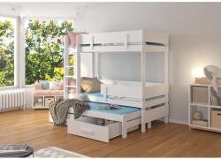 ADRK Háromszemélyes emeletes ágy matracokkal ETAPO 200x90, Fehér - mindigbutor