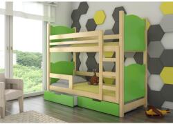 ADRK Kétszemélyes emeletes ágy matracokkal MARABA, Fenyő, Zöld - mindigbutor