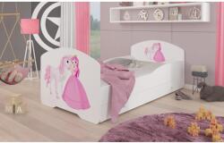 ADRK Ágy matraccal és fiókkal PEPE PRINCESS AND HORSE 140x70, Fehér - mindigbutor