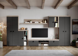 Mobiro Szürke nappali bútor szett tölgyfa padlóval Henry-C03 - smartbutor