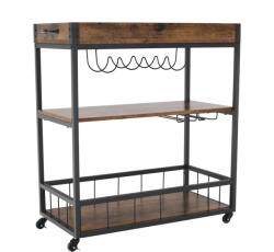 TEMPO KONDELA Tálalókocsi, tölgy smoke/fekete, SILVIUS - smartbutor