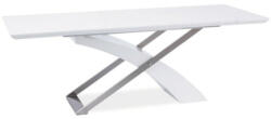 TEMPO KONDELA Meghosszabbítható étkezőasztal, fehér extra magasfényű HG/fém, 160-220x90 cm, KROS - smartbutor