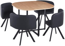 TEMPO KONDELA Étkező szett 1+4, tölgy/fekete, BEVIS NEW - smartbutor