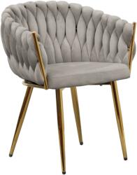 TEMPO KONDELA Étkezőszék, szürkésbarna Taupe Velvet szövet/gold króm arany, DEILA - mindigbutor
