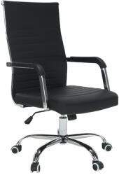 TEMPO KONDELA Irodai szék, textilbőr/fém, fekete/króm, FARAN - smartbutor