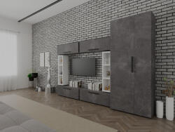 Mobiro Star Nappali Szekrénysor C97- Betonszürke és Fehér színben - smartbutor